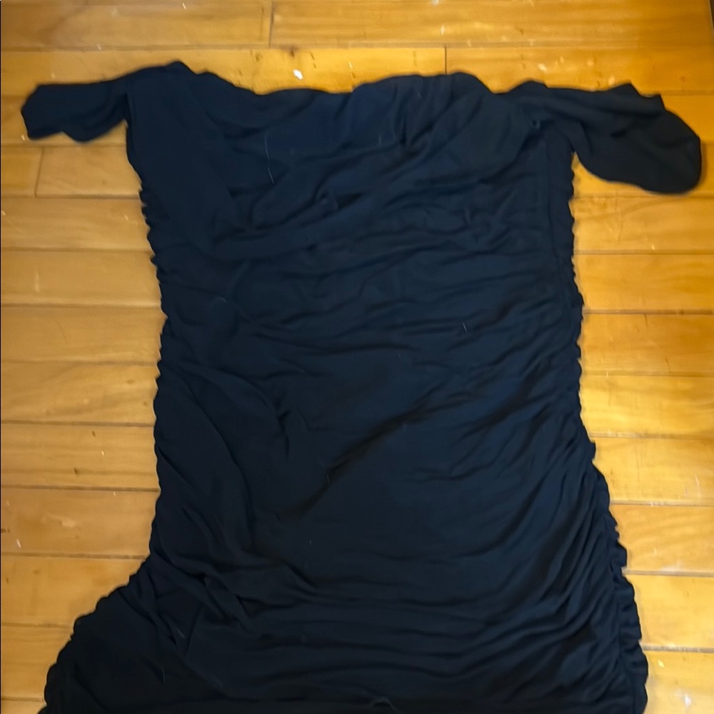 Black Ruched Off-the-Shoulder Bodycon Mini Dress